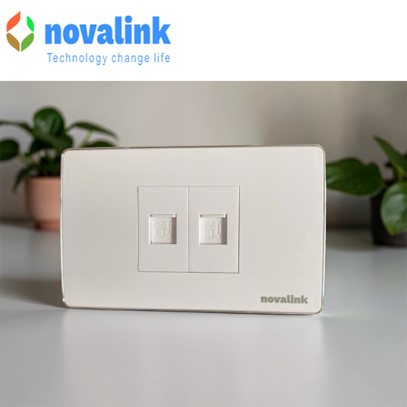 Bộ ổ cắm mạng âm tường 2 cổng cat6 Novalink chính hãng